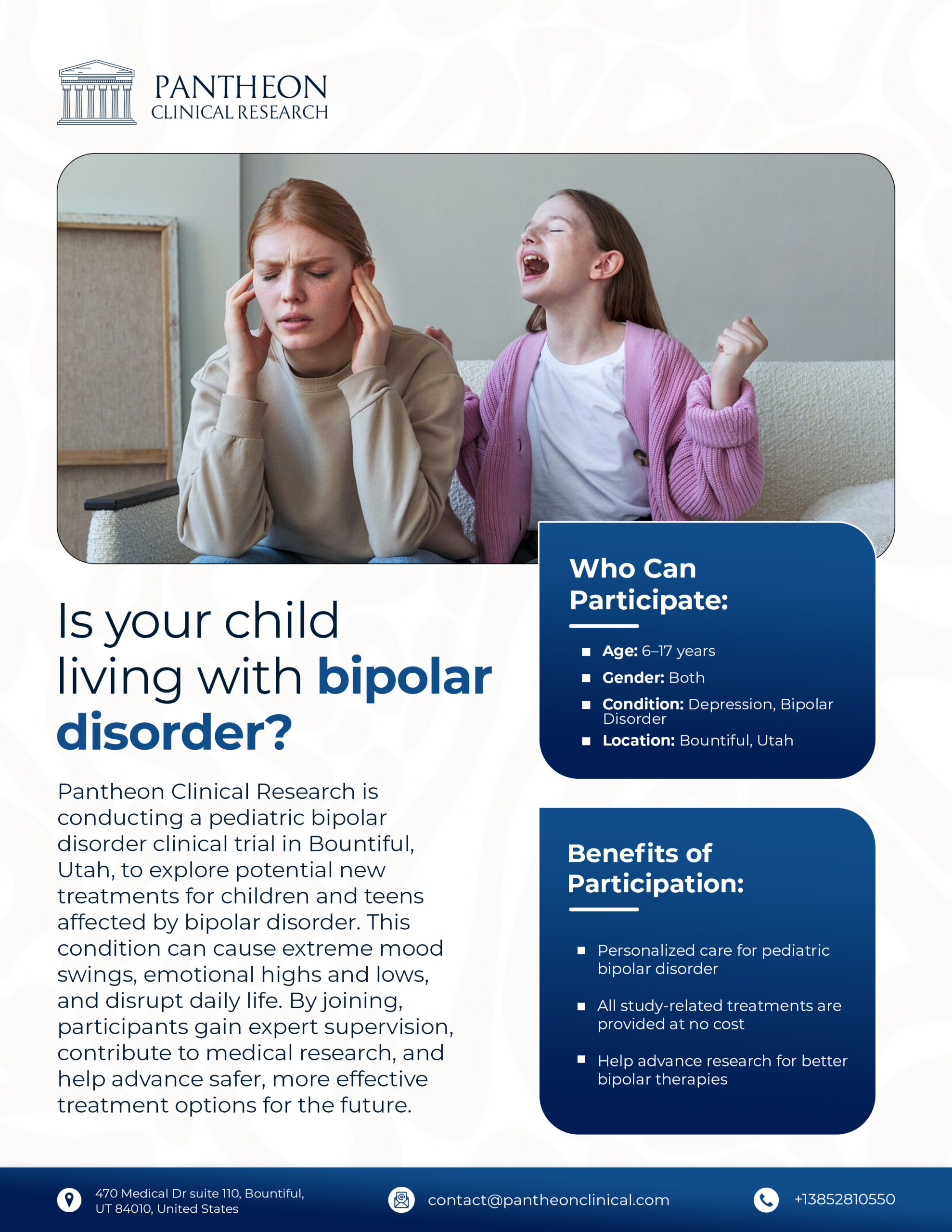 Pediatric Bipolar Disorder Clinical Trials Flyer