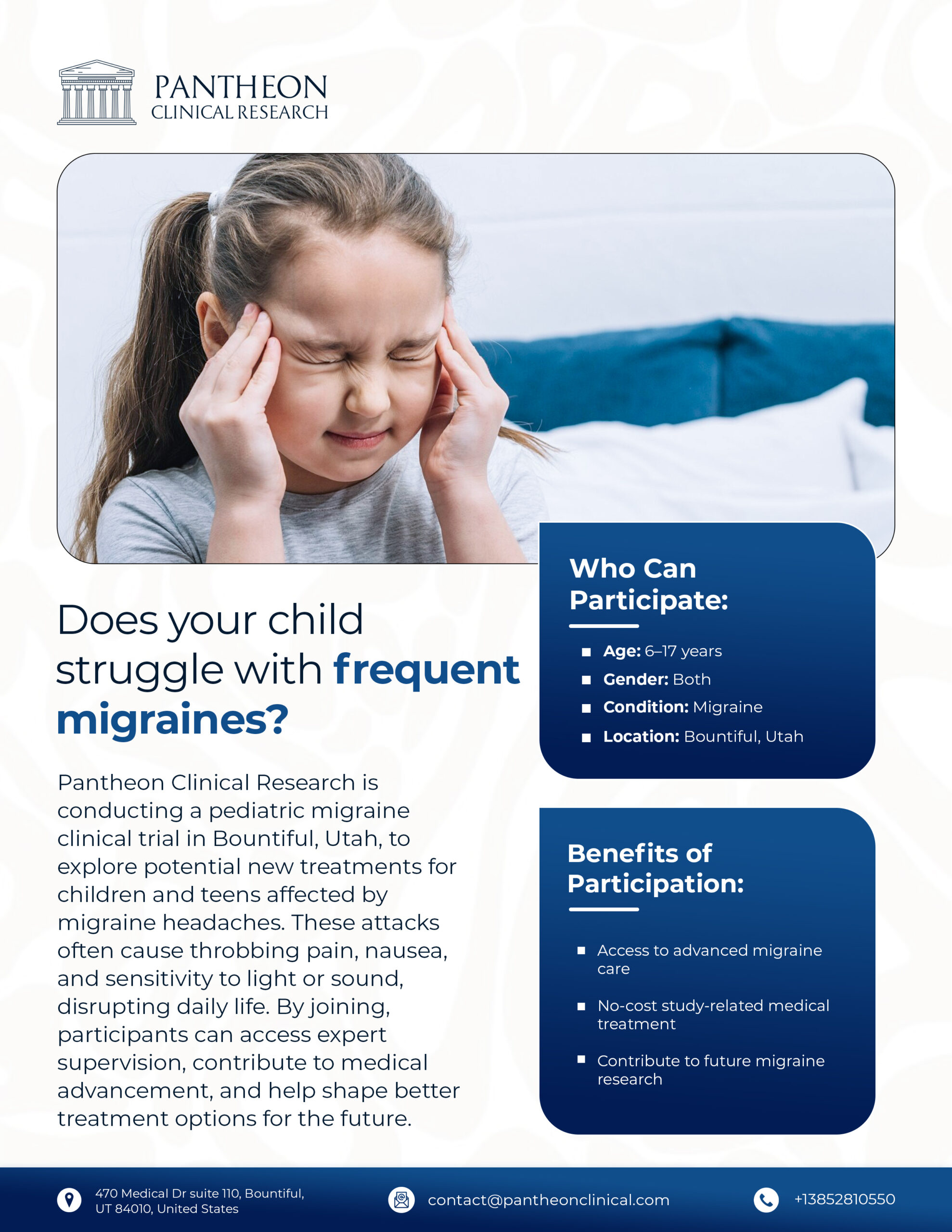 Pediatric Migraine Clinical Trials Flyer