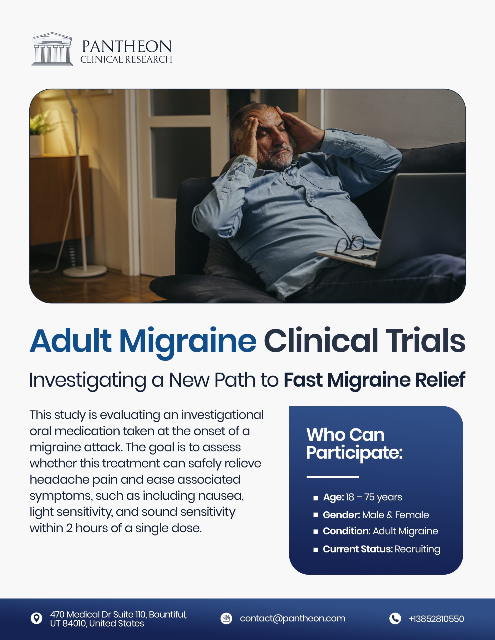 Adult Migraine Clinical Trials Flyer